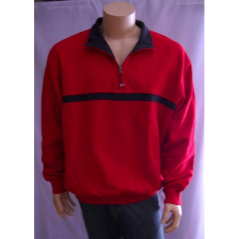 Antigua Sweatshirt Mens Medium 1/4 Zip Fleece Pullover Golf Red/Gray